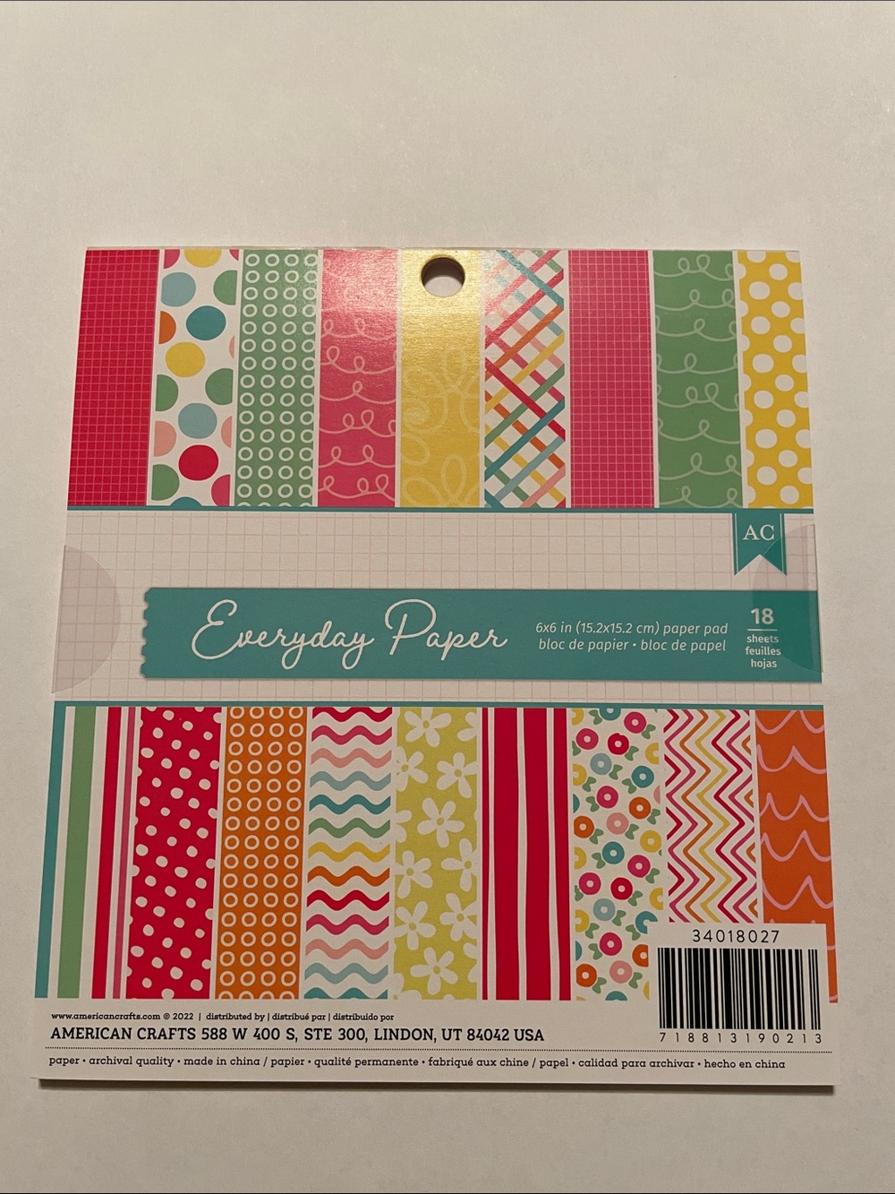American Crafts Everyday Paper Pad – Bright Multicolor Patterns